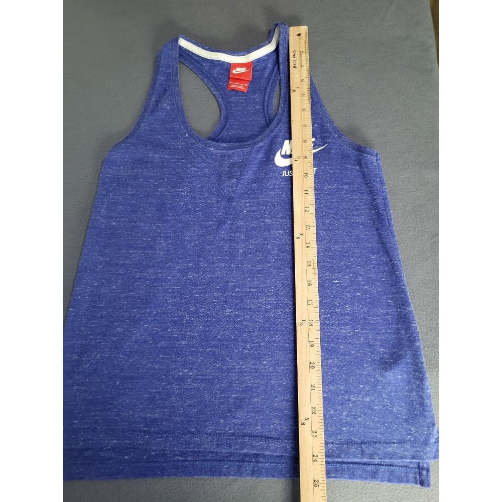 NIKE Women's Small Workout Tank Top Racerback Heathered Blue Gym Athletic Swoosh - Picture 7 of 9